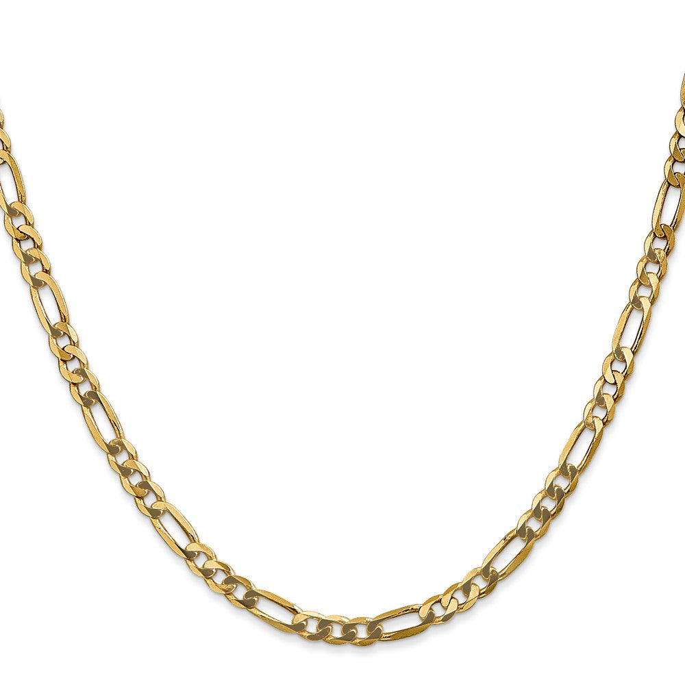 14K Yellow Gold 26 inch 4mm Flat Figaro with Lobster Clasp Chain Necklace