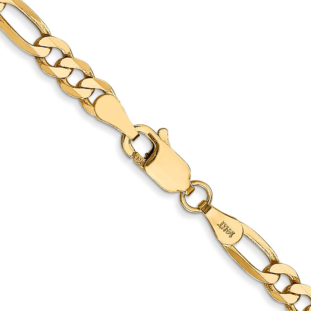 14K Yellow Gold 26 inch 4mm Flat Figaro with Lobster Clasp Chain Necklace