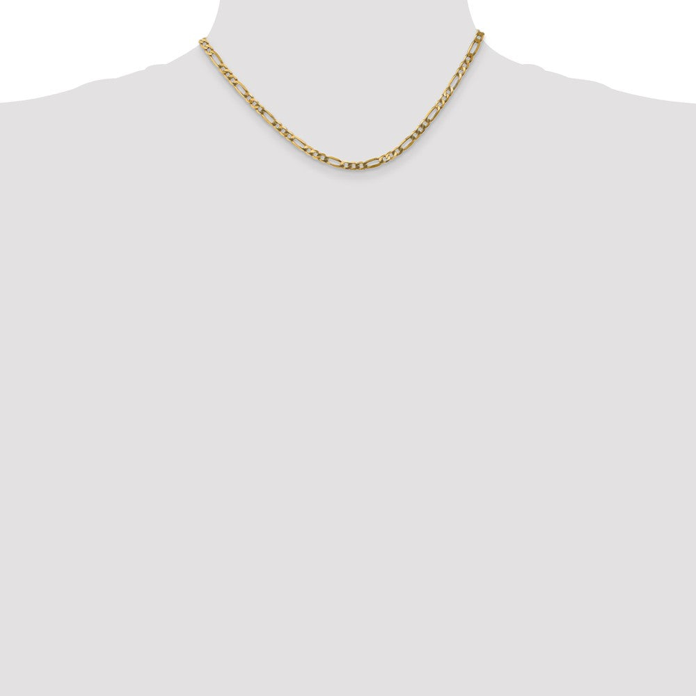 14K Yellow Gold 16 inch 4mm Flat Figaro with Lobster Clasp Chain Necklace