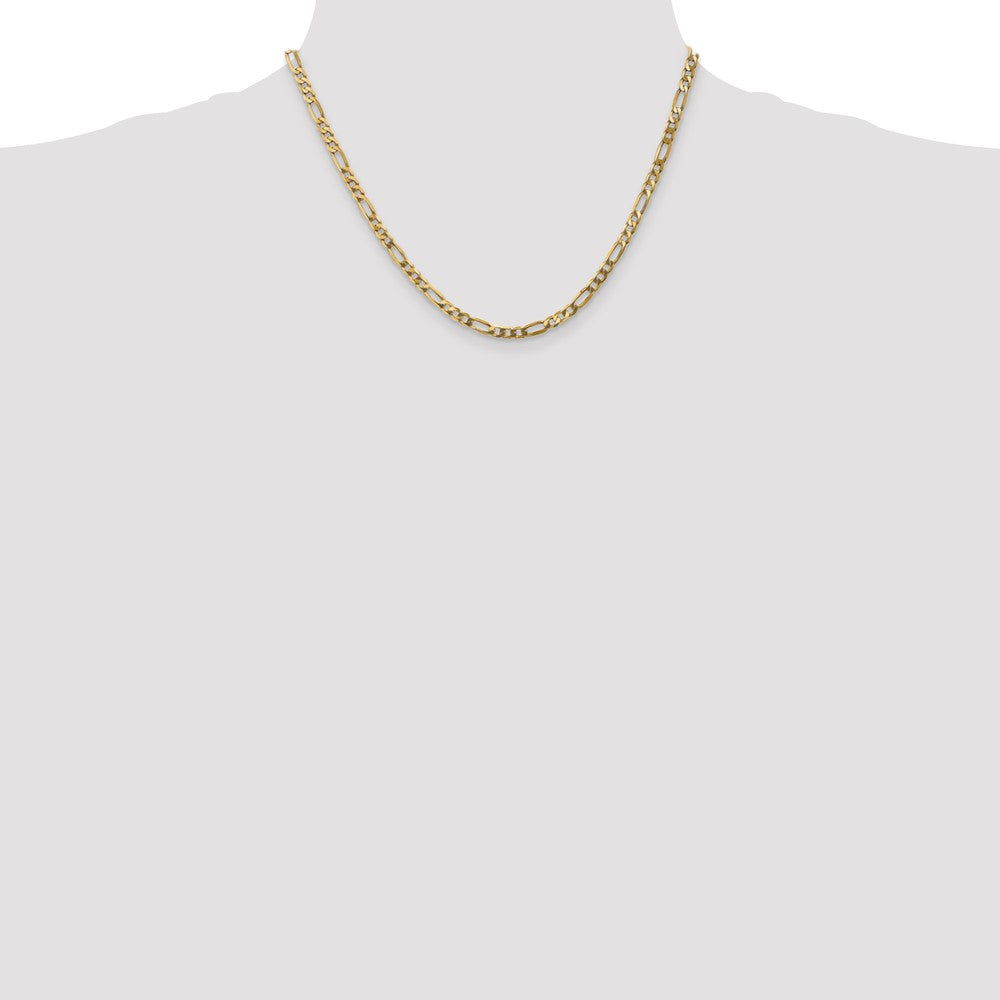 14K Yellow Gold 18 inch 4mm Flat Figaro with Lobster Clasp Chain Necklace