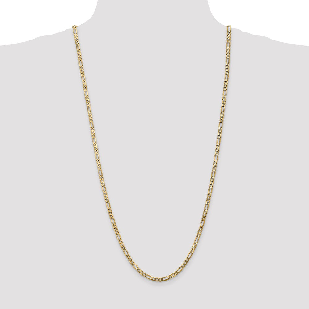 14K Yellow Gold 30 inch 4mm Flat Figaro with Lobster Clasp Chain Necklace