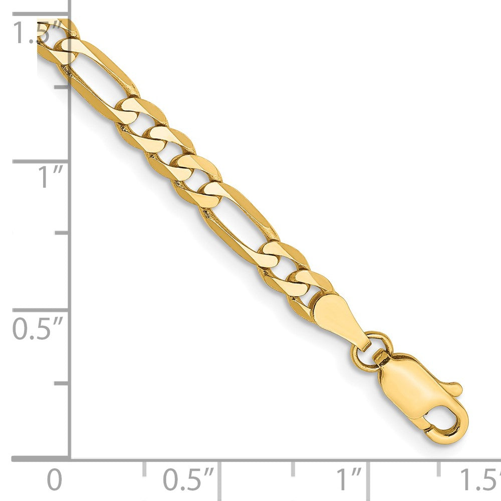 14K Yellow Gold 8 inch 4mm Flat Figaro with Lobster Clasp Bracelet