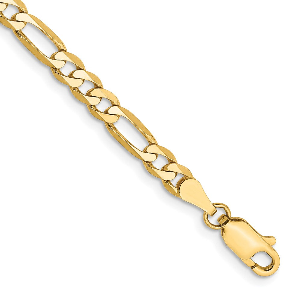 14K Yellow Gold 7 inch 4mm Flat Figaro with Lobster Clasp Bracelet