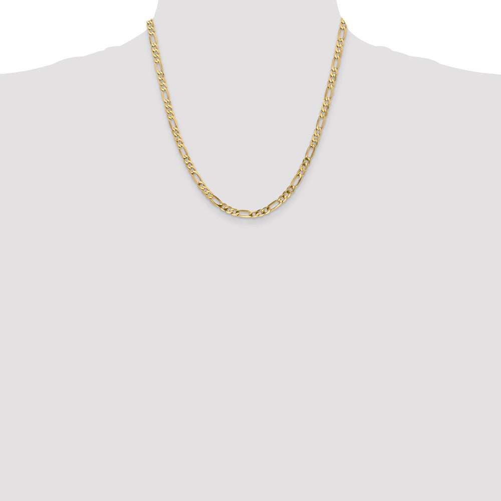 14K Yellow Gold 20 inch 4.75mm Flat Figaro with Lobster Clasp Chain Necklace