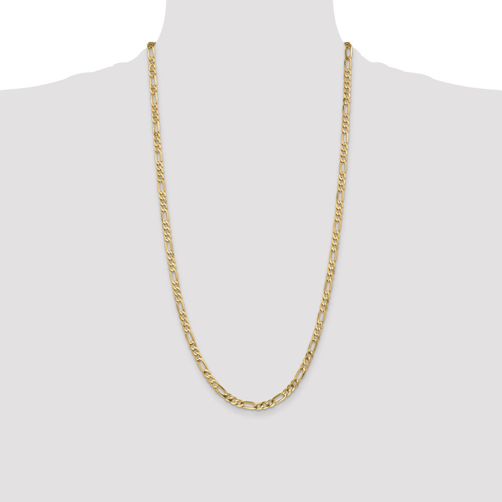 14K Yellow Gold 28 inch 4.75mm Flat Figaro with Lobster Clasp Chain Necklace