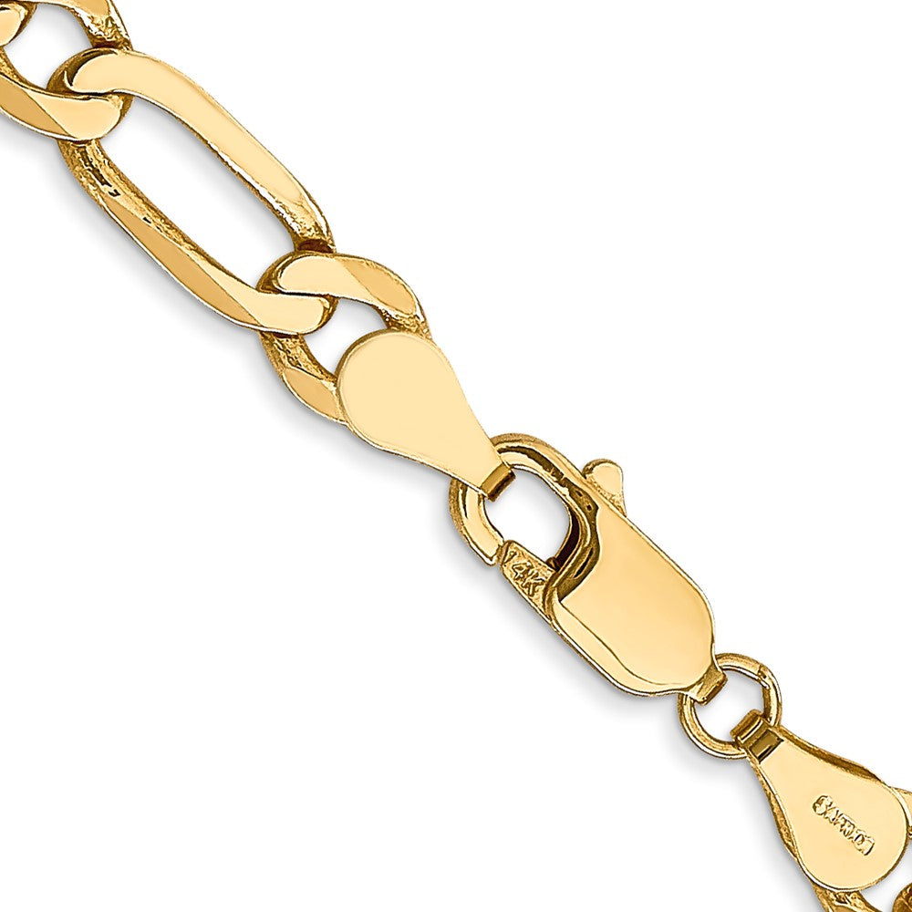 Solid 14K Yellow Gold 28 inch 5.25mm Flat Figaro with Lobster Clasp Chain Necklace