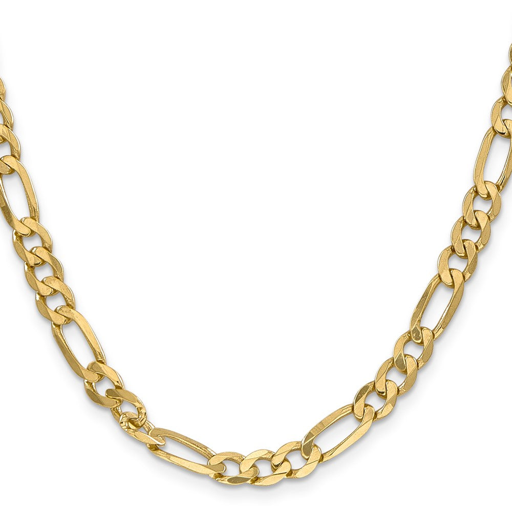 Solid 14K Yellow Gold 26 inch 6.25mm Flat Figaro with Lobster Clasp Chain Necklace