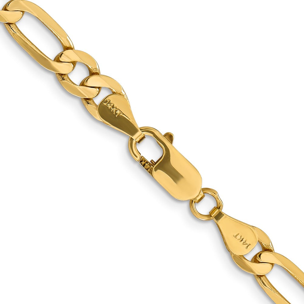 Solid 14K Yellow Gold 26 inch 6.25mm Flat Figaro with Lobster Clasp Chain Necklace