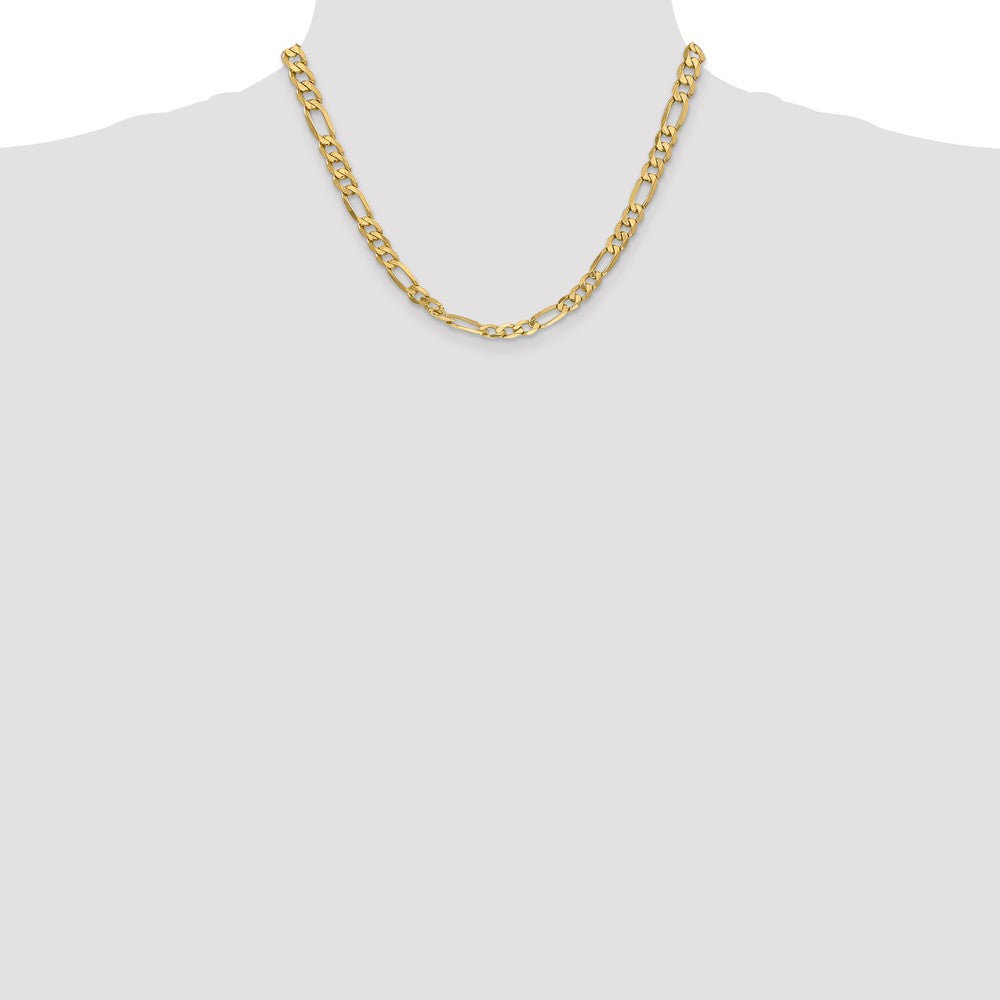 Solid 14K Yellow Gold 18 inch  6.25mm Flat Figaro with Lobster Clasp Chain Necklace