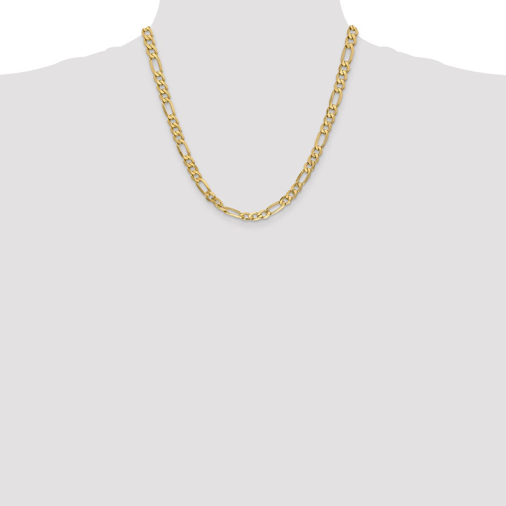 Solid 14K Yellow Gold 20 inch 6.25mm Flat Figaro with Lobster Clasp Chain Necklace