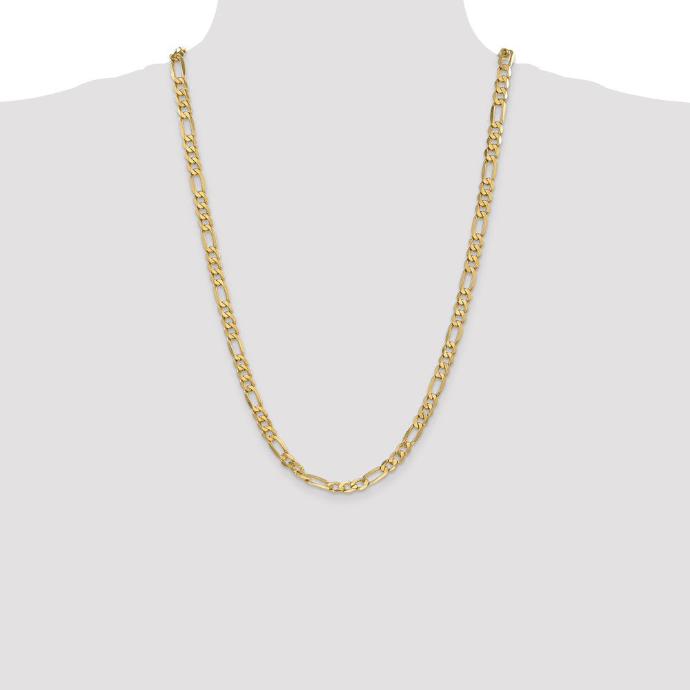 Solid 14K Yellow Gold 26 inch 6.25mm Flat Figaro with Lobster Clasp Chain Necklace