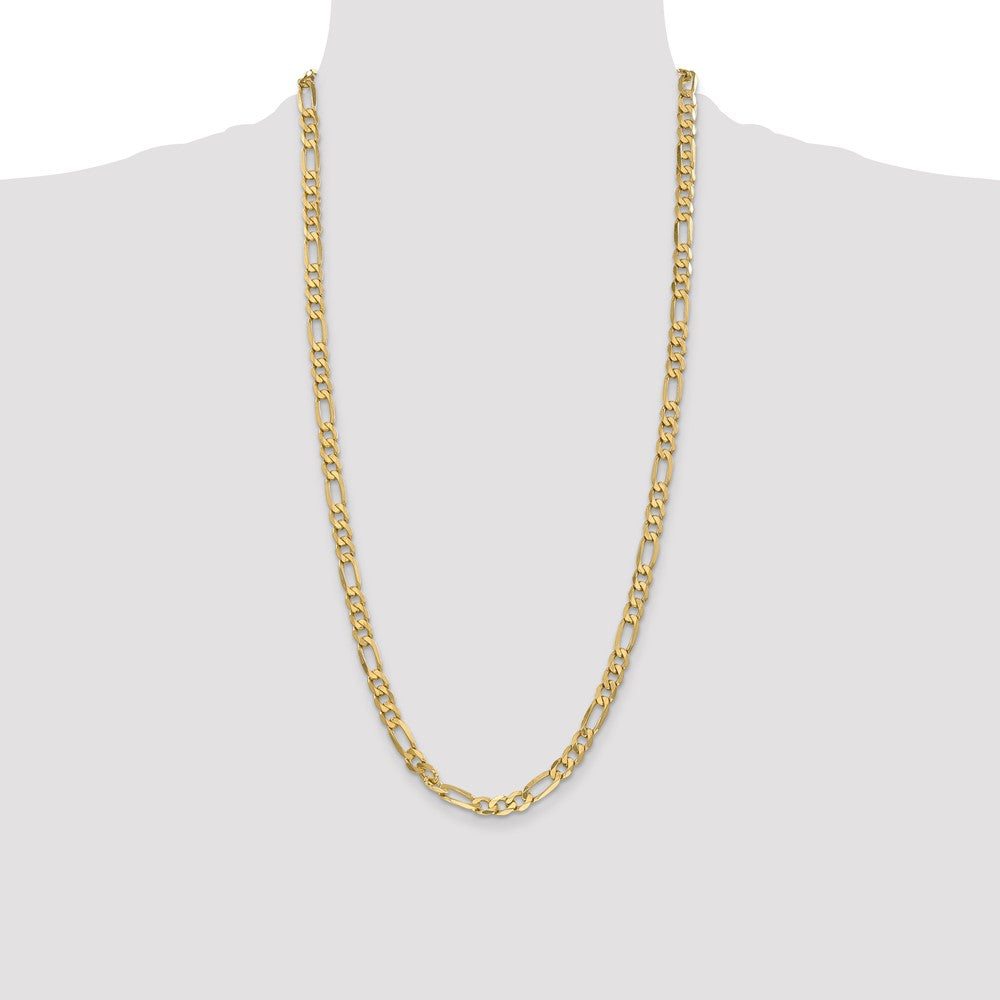 Solid 14K Yellow Gold 28 inch 6.25mm Flat Figaro with Lobster Clasp Chain Necklace