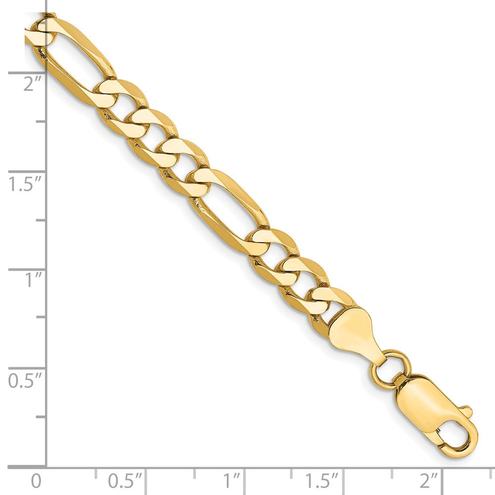 Solid 14K Yellow Gold 8 inch 6.25mm Flat Figaro with Lobster Clasp Bracelet