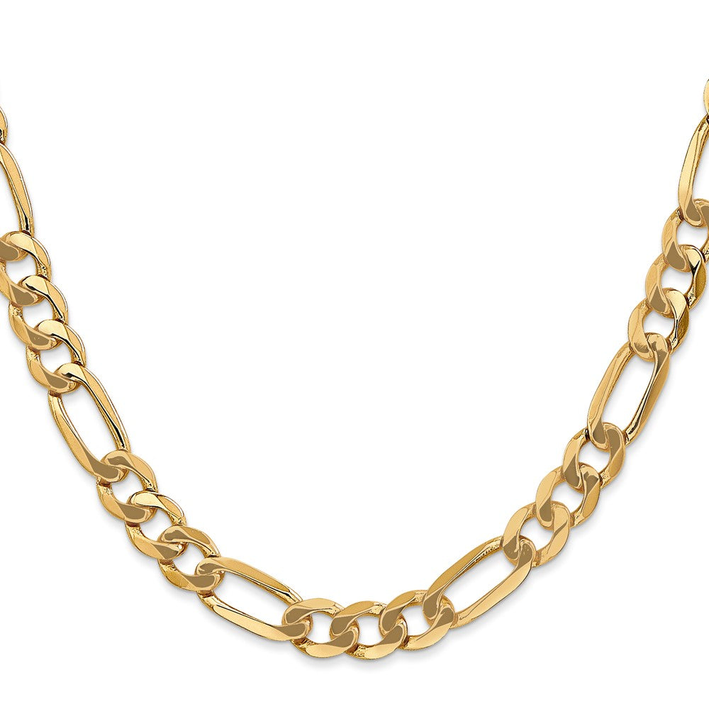 Solid 14K Yellow Gold 20 inch 7mm Flat Figaro with Lobster Clasp Chain Necklace