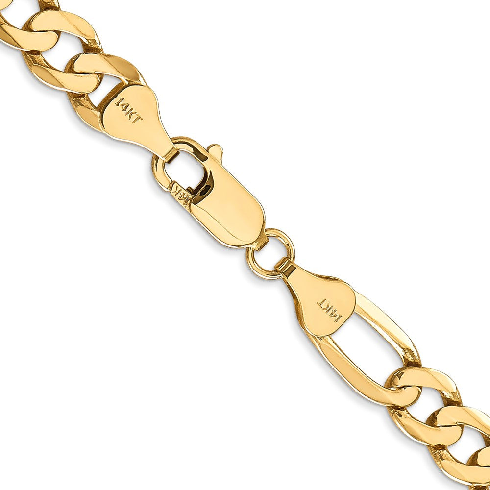 Solid 14K Yellow Gold 20 inch 7mm Flat Figaro with Lobster Clasp Chain Necklace