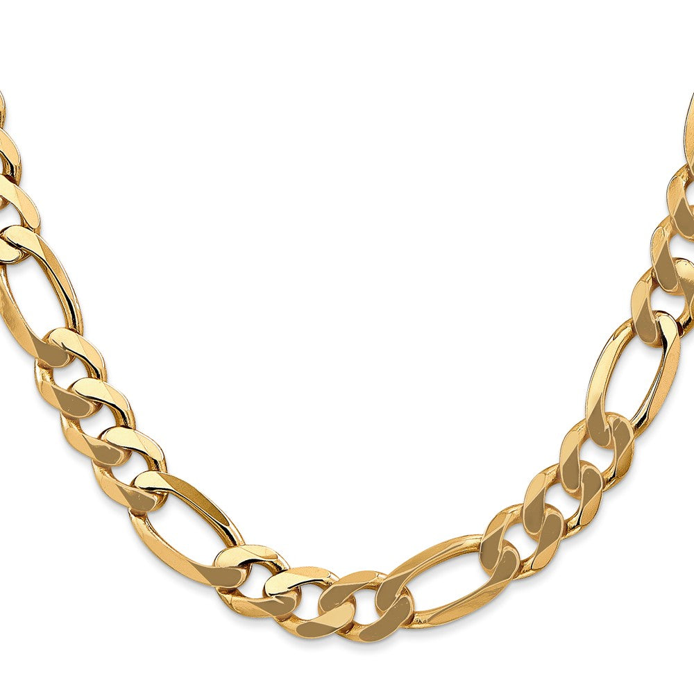 Solid 14K Yellow Gold 22 inch 8.75mm Flat Figaro with Lobster Clasp Chain Necklace