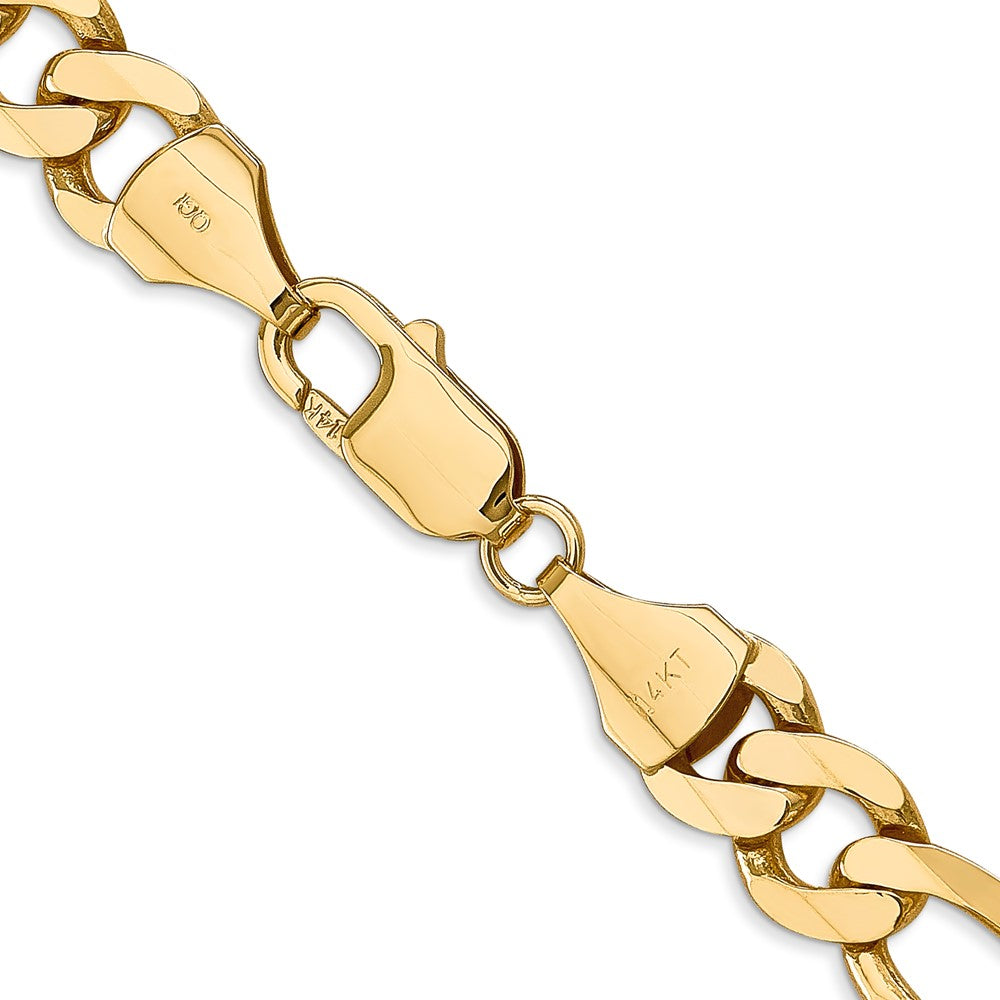 Solid 14K Yellow Gold 22 inch 8.75mm Flat Figaro with Lobster Clasp Chain Necklace