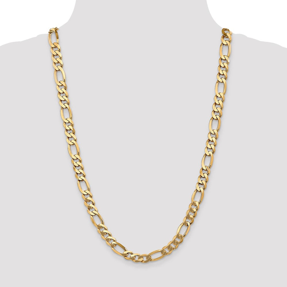 Solid 14K Yellow Gold 26 inch 8.75mm Flat Figaro with Lobster Clasp Chain Necklace