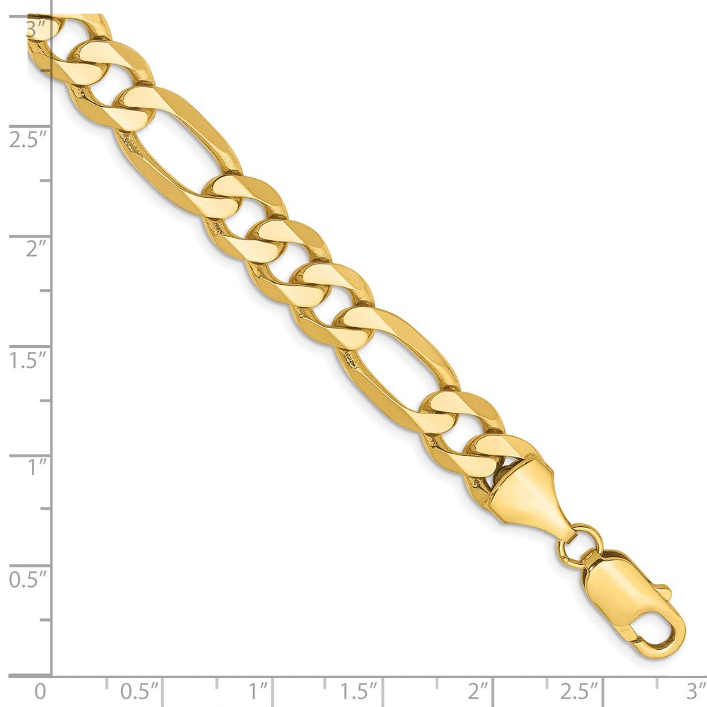 Solid 14K Yellow Gold 9 inch 8.75mm Flat Figaro with Lobster Clasp Chain Bracelet