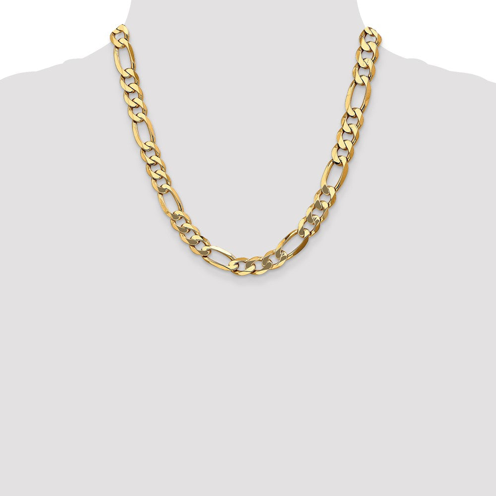 Solid 14K Yellow Gold 20 inch 10mm Flat Figaro with Lobster Clasp Chain Necklace