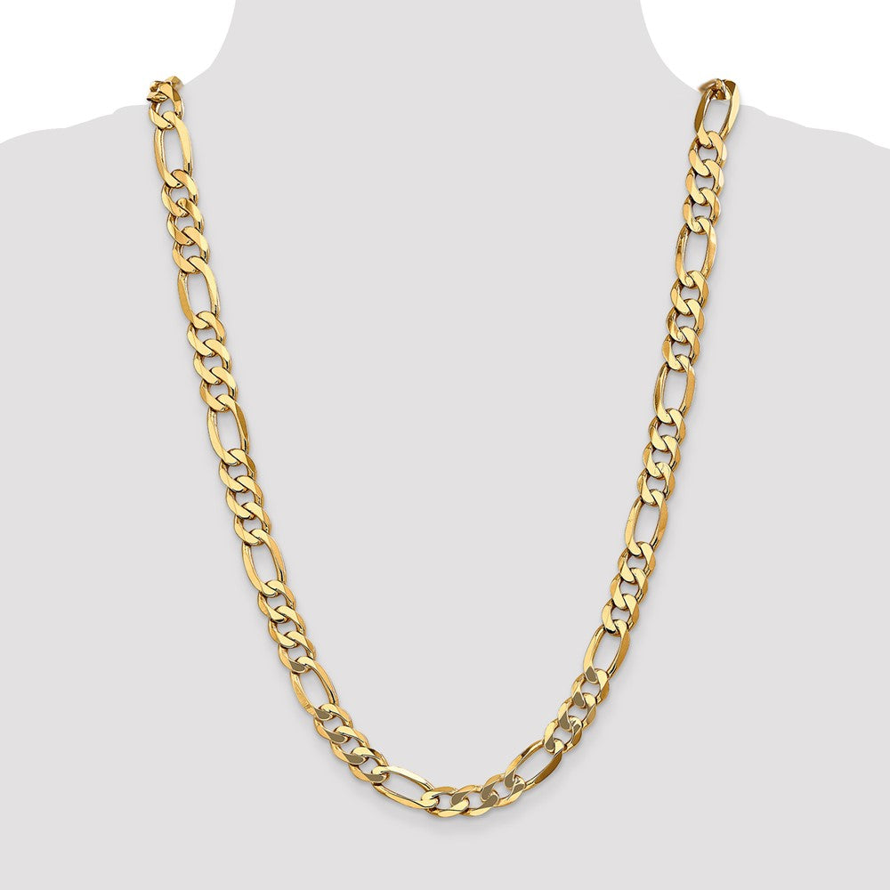 Solid 14K Yellow Gold 26 inch 10mm Flat Figaro with Lobster Clasp Chain Necklace