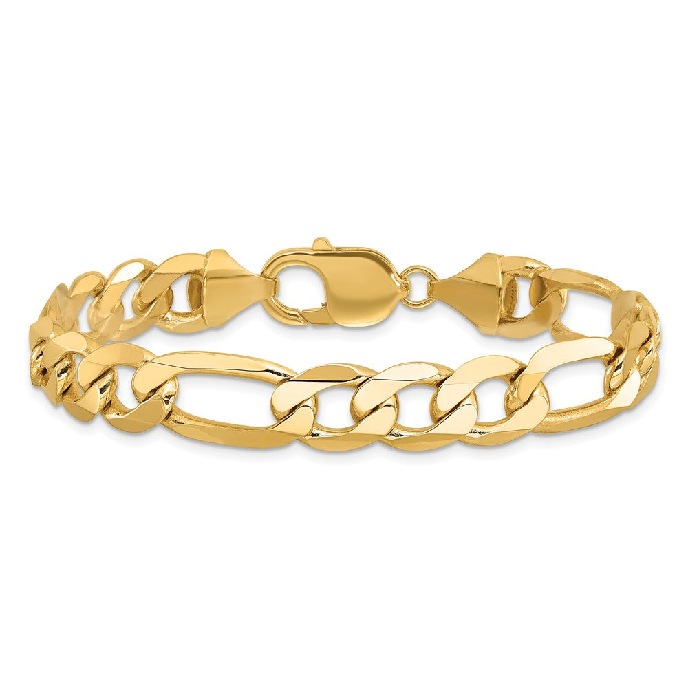 Solid 14K Yellow Gold 8 inch 10mm Flat Figaro with Lobster Clasp Bracelet