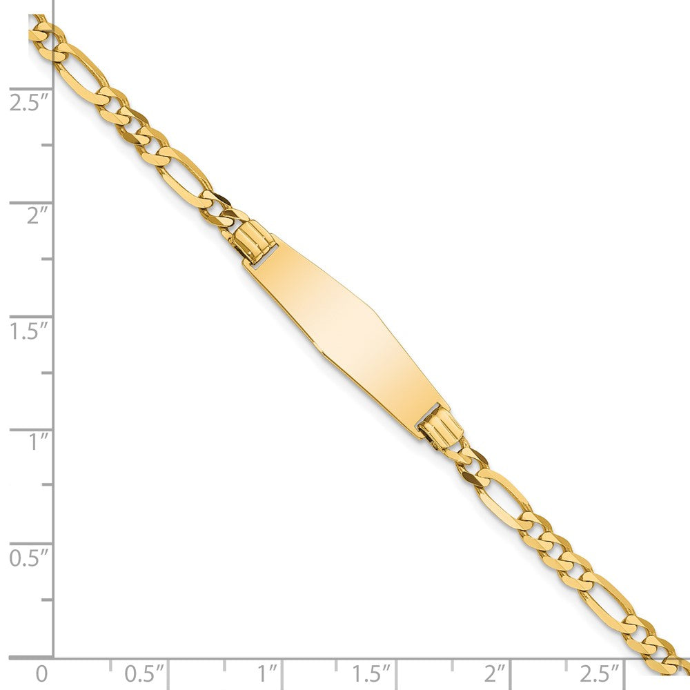 Solid 14K Yellow Gold Soft Diamond Shape Figaro ID Bracelet