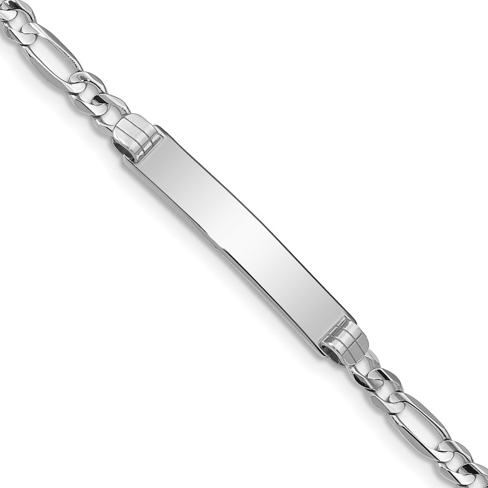 Solid 14K White Gold Figaro Link ID Bracelet