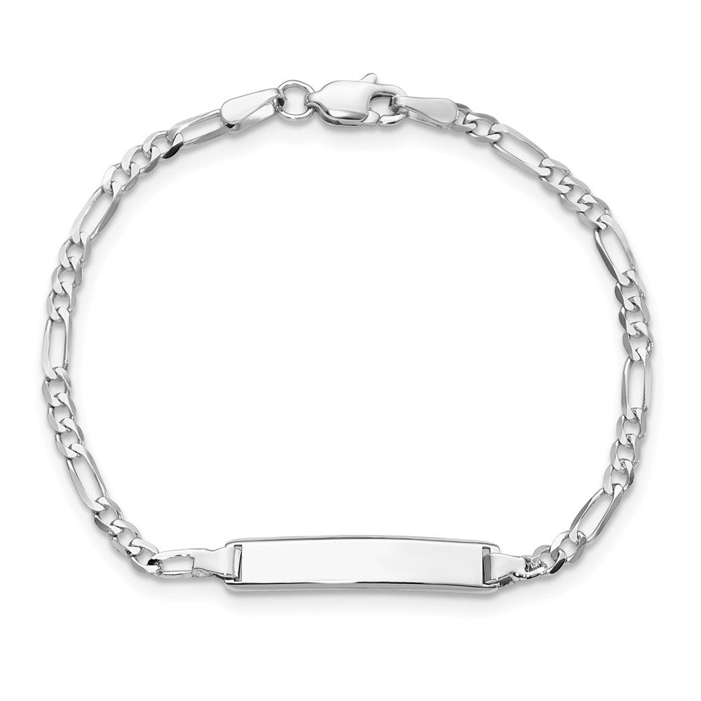 Solid 14K White Gold Figaro Link ID Bracelet