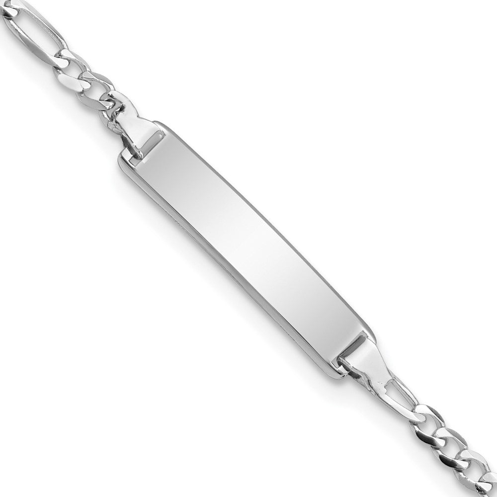 Solid 14K White Gold Figaro Link ID Bracelet