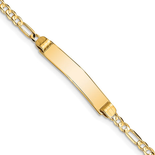 Solid 14K Yellow Gold Figaro ID Bracelet