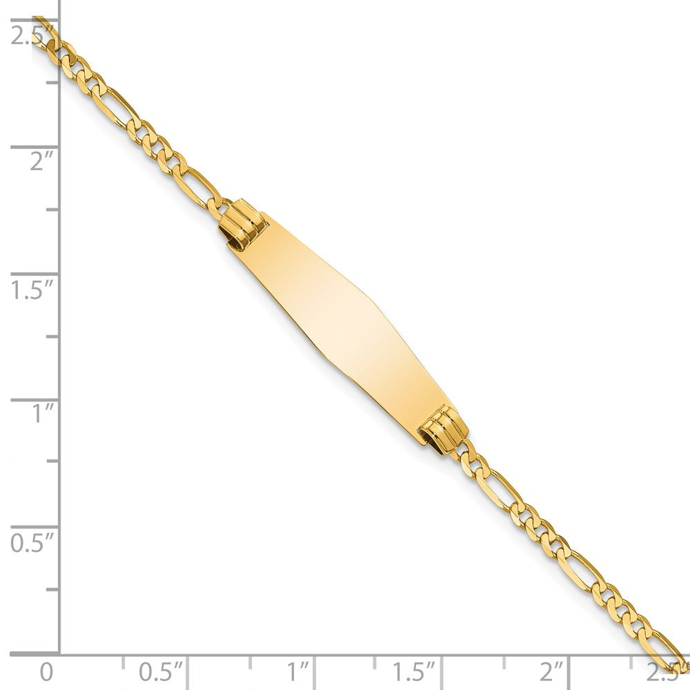 Solid 14K Yellow Gold Soft Diamond Shape Figaro ID Bracelet