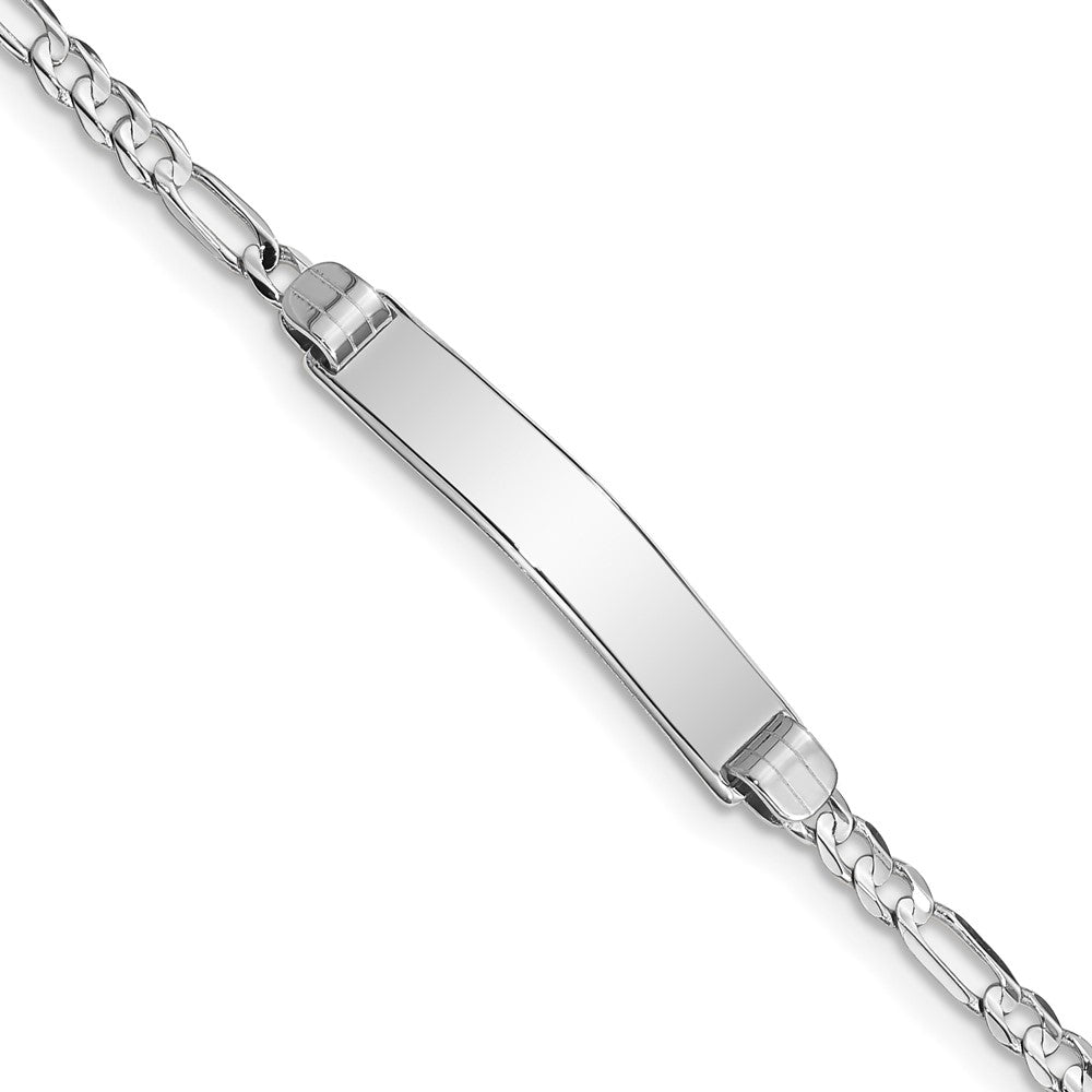 Solid 14K White Gold Figaro Link ID Bracelet