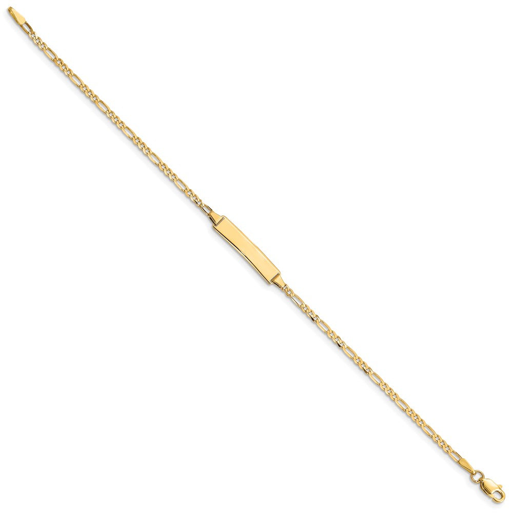 Solid 14K Yellow Gold Figaro Link ID Bracelet