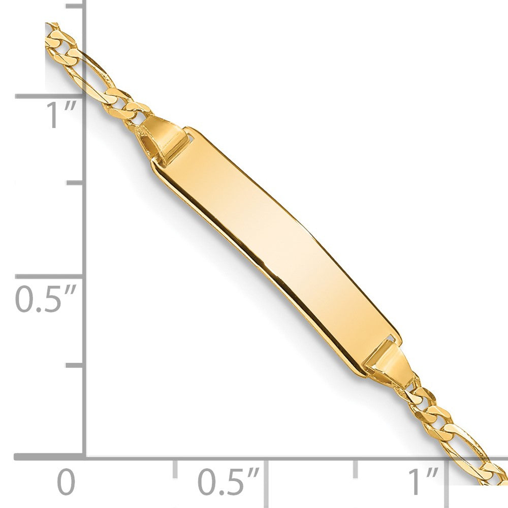 Solid 14K Yellow Gold Figaro Link ID Bracelet