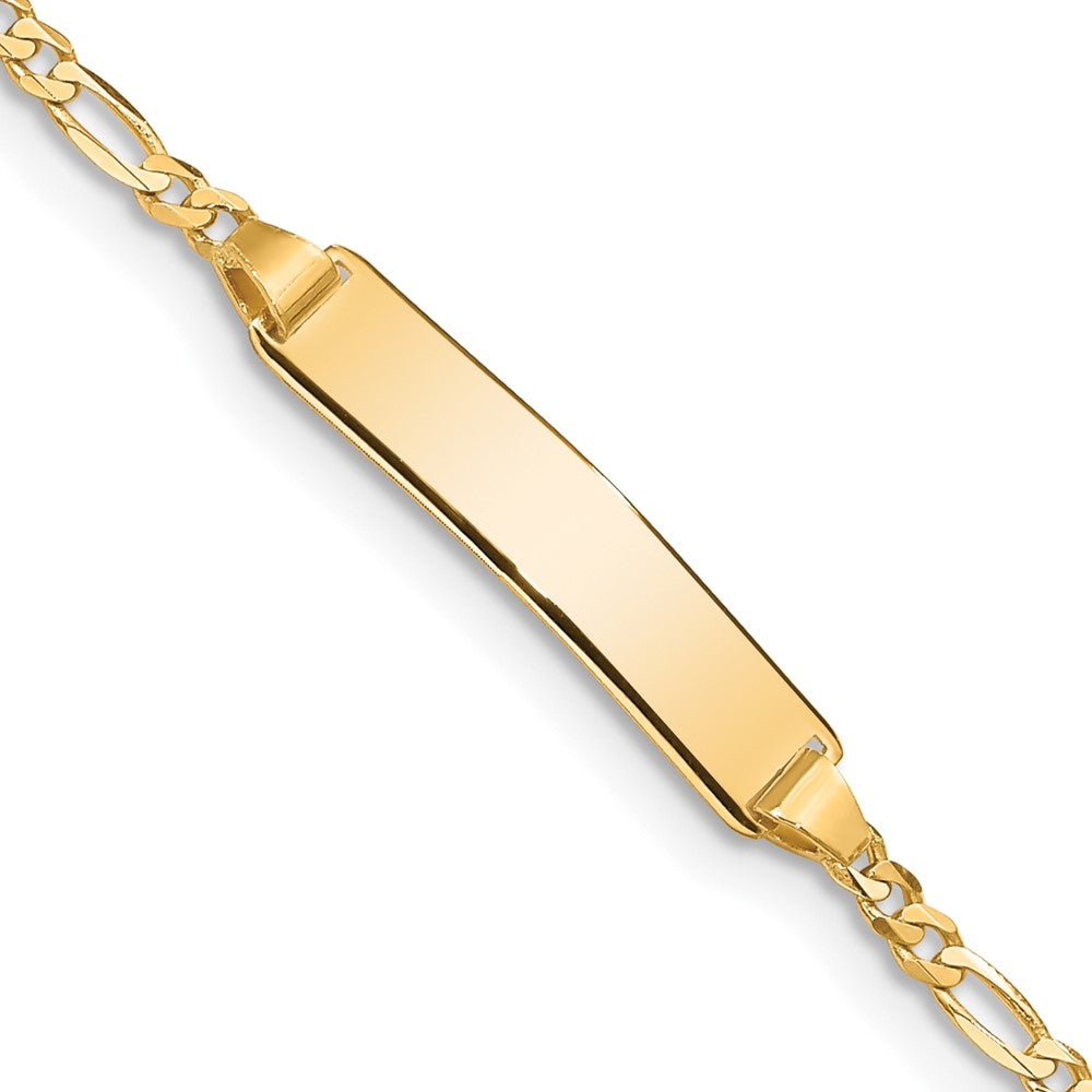 Solid 14K Yellow Gold Figaro Link ID Bracelet