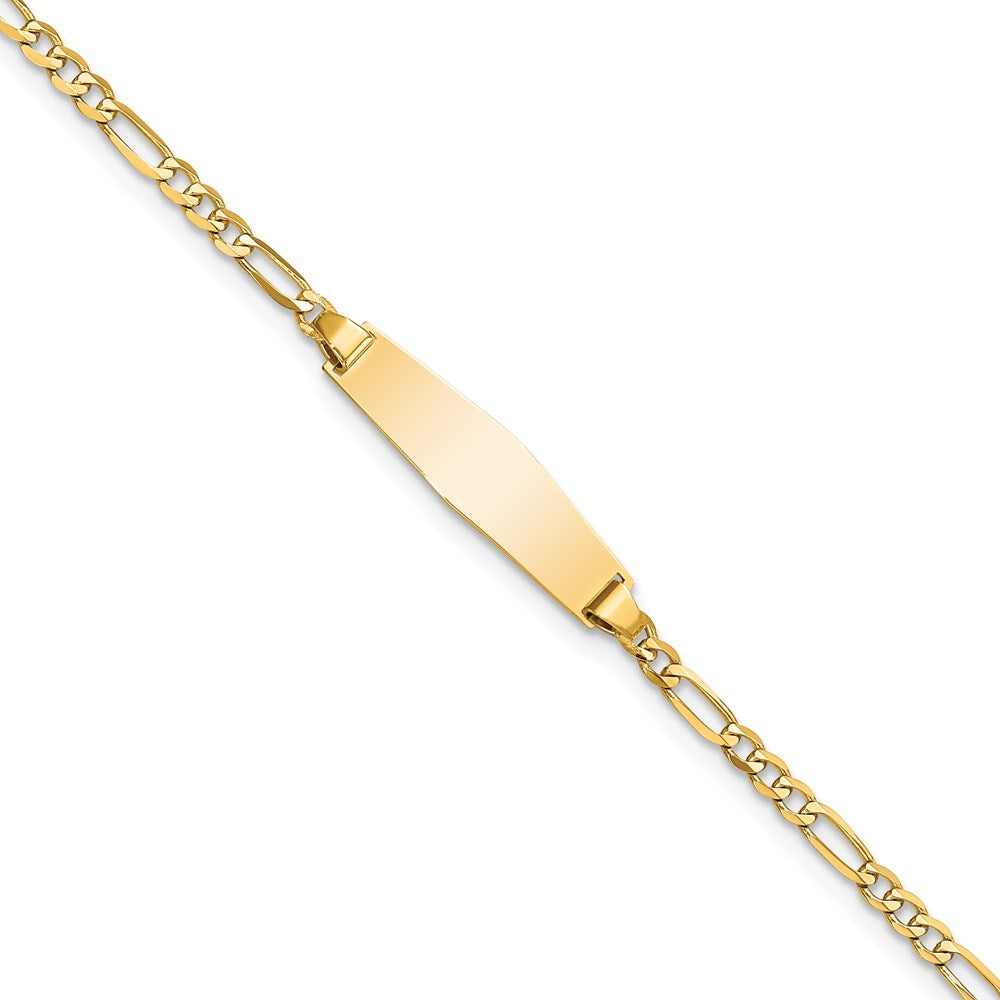 Solid 14K Yellow Gold Baby Soft Diamond Shape Figaro ID Bracelet