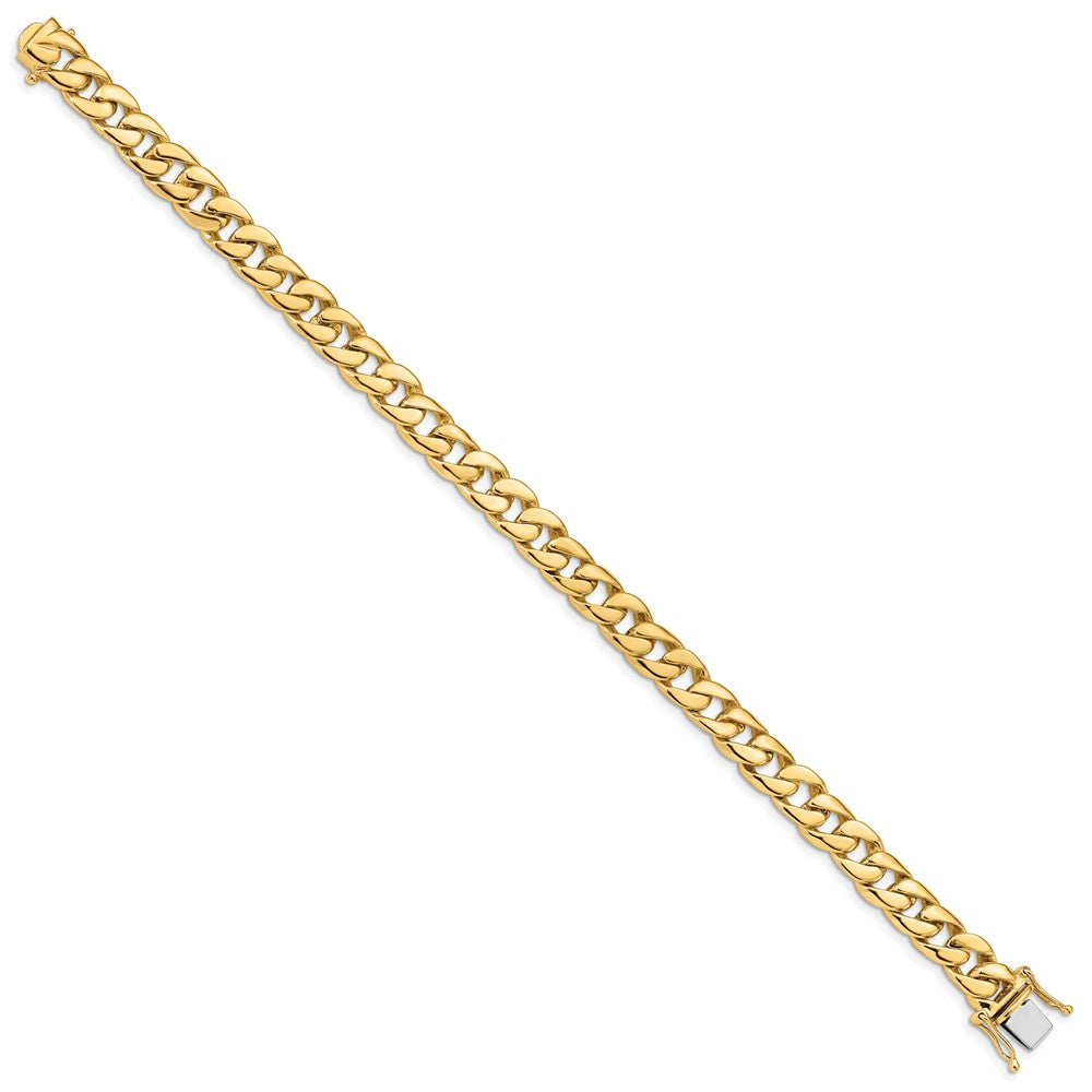 Solid 14K Yellow Gold 8 inch 8mm Hand Polished Curb Link with Box Catch Clasp Bracelet