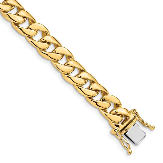 Solid 14K Yellow Gold 8 inch 8mm Hand Polished Curb Link with Box Catch Clasp Bracelet