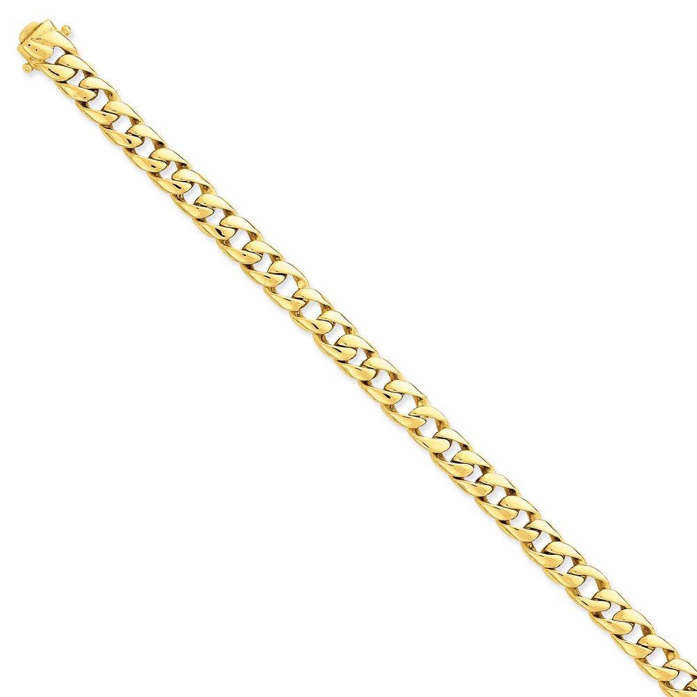 Solid 14K Yellow Gold 9 inch 8mm Hand Polished Curb Link with Box Catch Clasp Bracelet