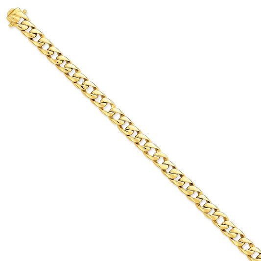 Solid 14K Yellow Gold 9 inch 8mm Hand Polished Curb Link with Box Catch Clasp Bracelet