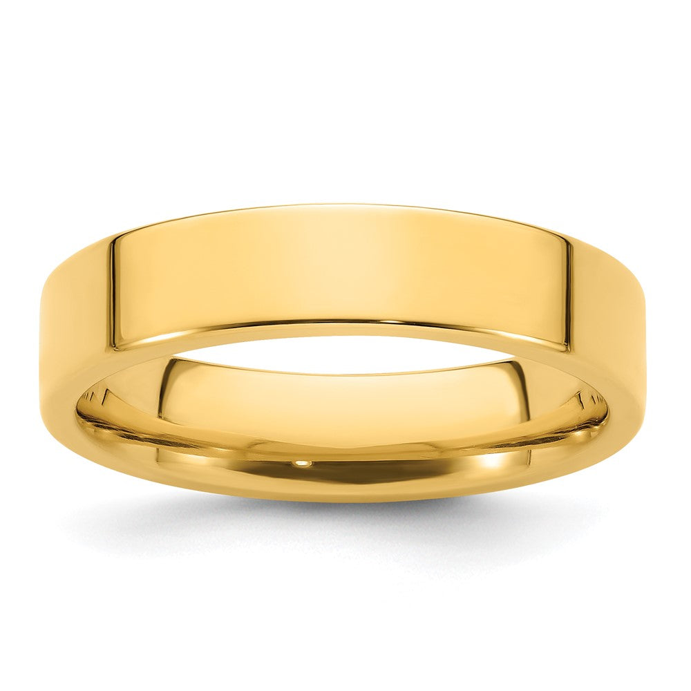 Solid 14K Yellow Gold 5mm Standard Flat Comfort Fit Men's/Women's Wedding Band Ring Size 12