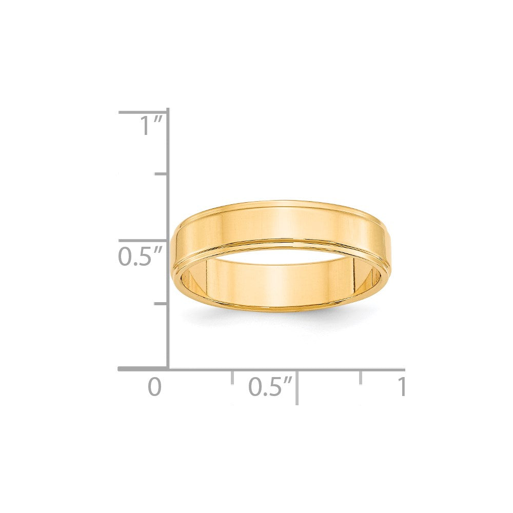 Solid 18K Yellow Gold 5mm Flat with Step Edge Men's/Women's Wedding Band Ring Size 10.5