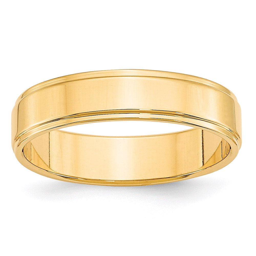 Solid 14K Yellow Gold 5mm Flat with Step Edge Men's/Women's Wedding Band Ring Size 5.5