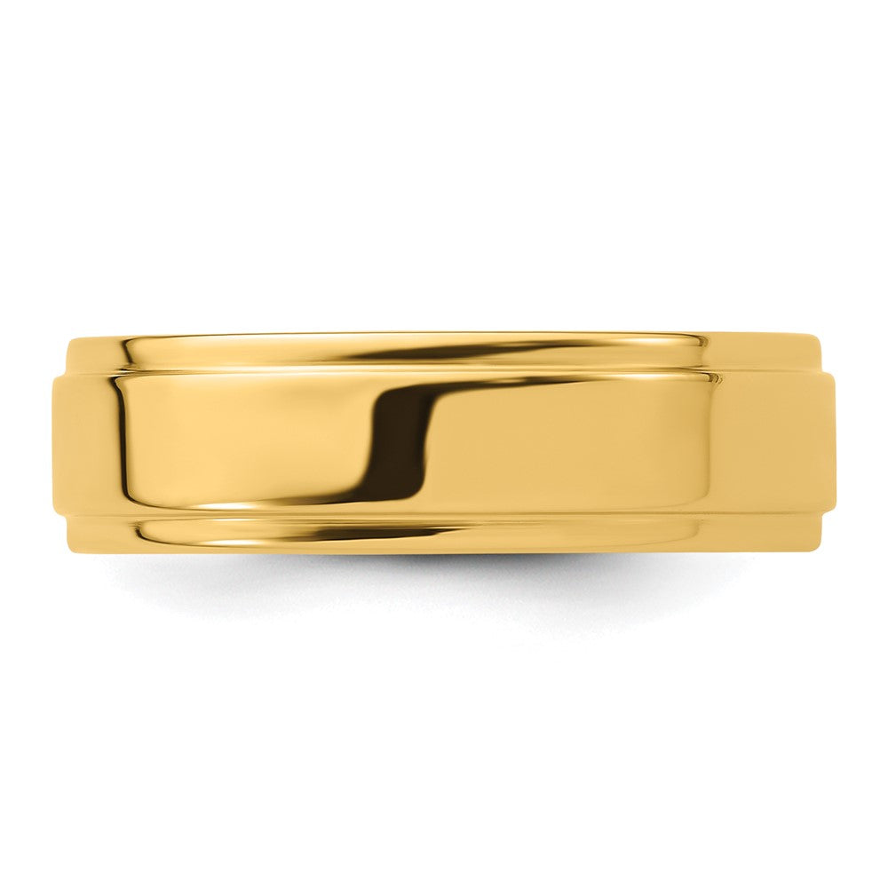 Solid 14K Yellow Gold 6mm Flat with Step Edge Men's/Women's Wedding Band Ring Size 14