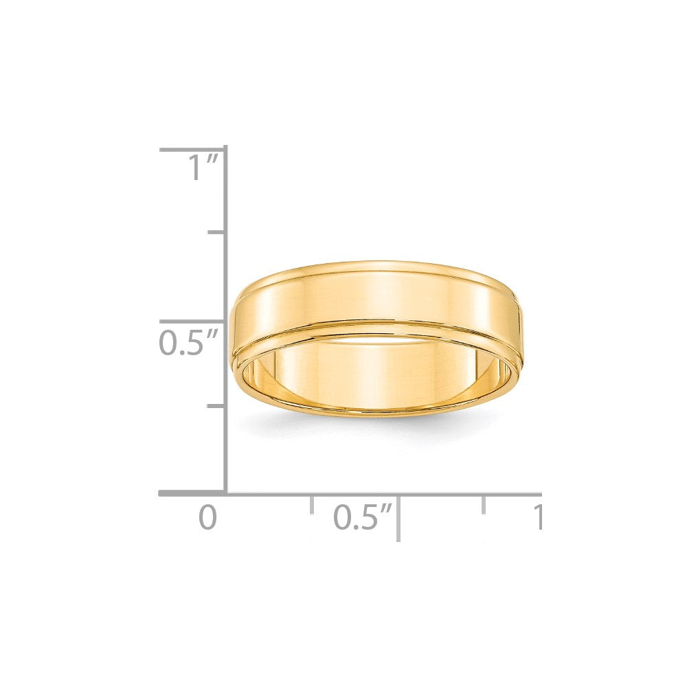 Solid 18K Yellow Gold 6mm Flat with Step Edge Men's/Women's Wedding Band Ring Size 12