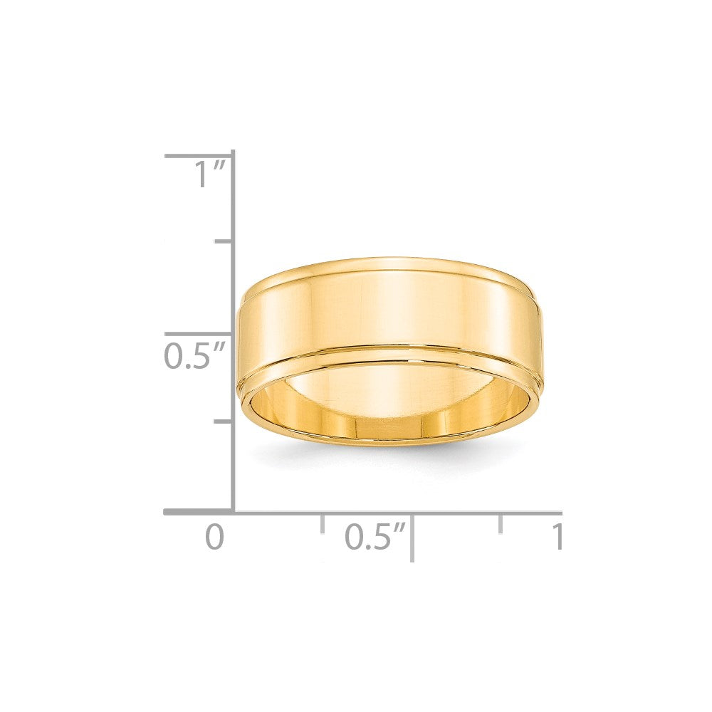 Solid 18K Yellow Gold 8mm Flat with Step Edge Men's/Women's Wedding Band Ring Size 12.5