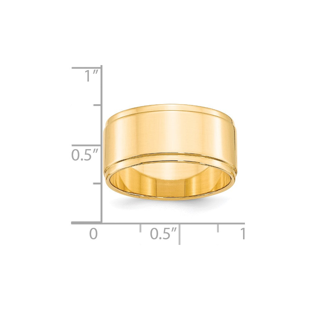 Solid 18K Yellow Gold 10mm Flat with Step Edge Men's/Women's Wedding Band Ring Size 7