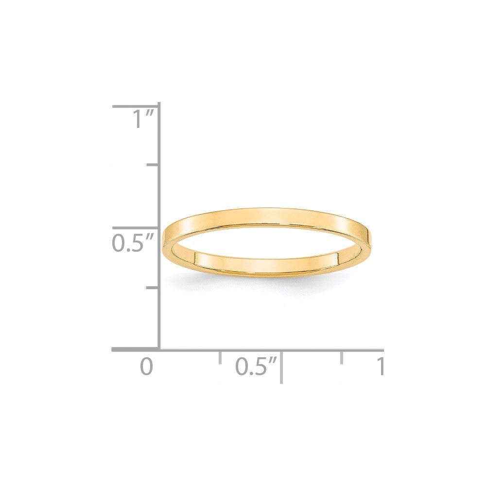 Solid 18K Yellow Gold 2mm Light Weight Flat Men's/Women's Wedding Band Ring Size 8.5