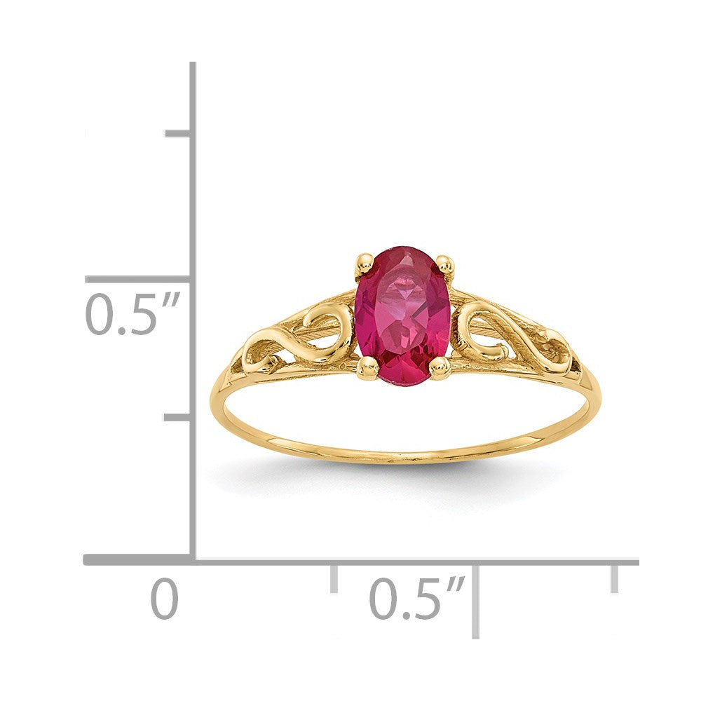 14K Yellow Gold Madi K Synthetic Ruby Ring